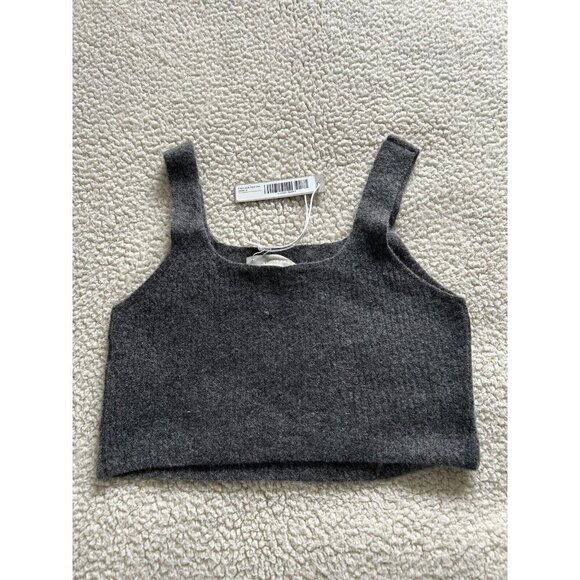 Everlane Charcoal Grey Wool Yak Blend Knit Cozy Stretch Crop Vest Tank Top Sz M - Picture 8 of 14